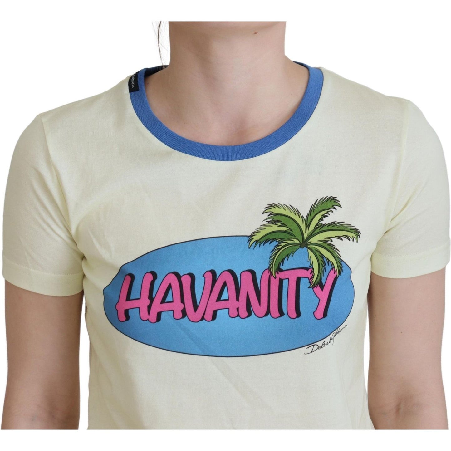 Dolce & Gabbana Yellow Havanity Round Neck Tee Cotton T-shirt