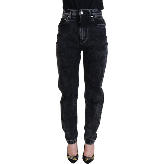 Dolce & Gabbana Black Washed Cotton High Waist Denim Jeans