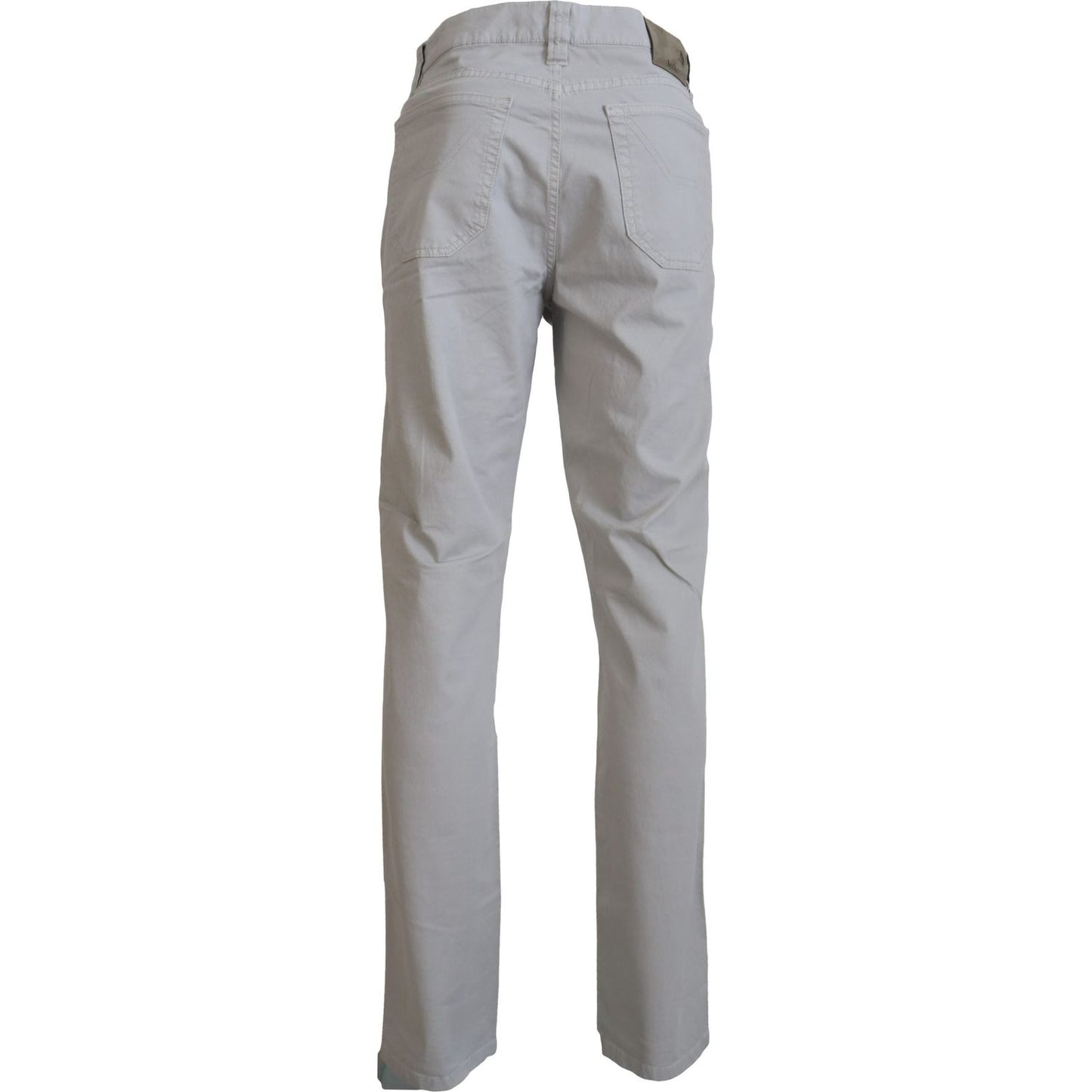 Jeckerson Gray Cotton Tapered Men Casual Pants