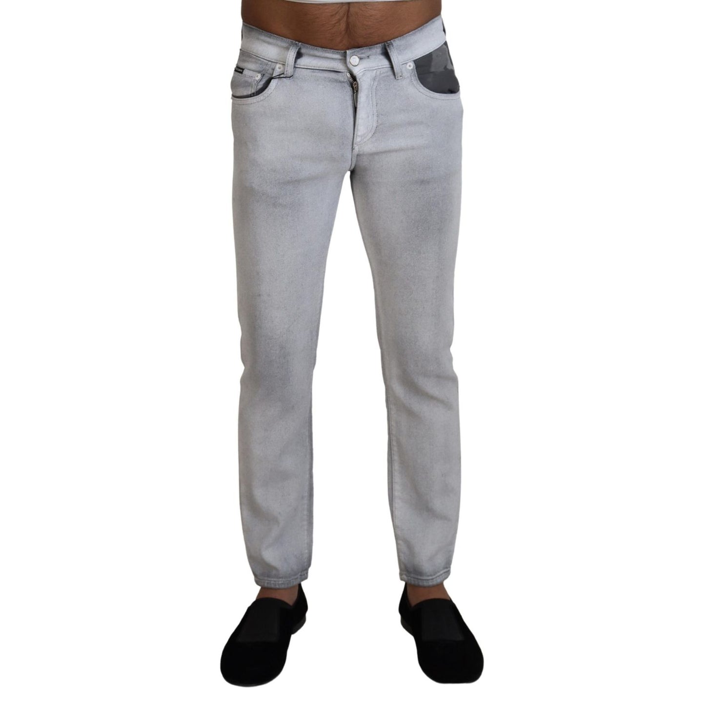 Dolce & Gabbana Gray Washed Skinny Men Denim Jeans