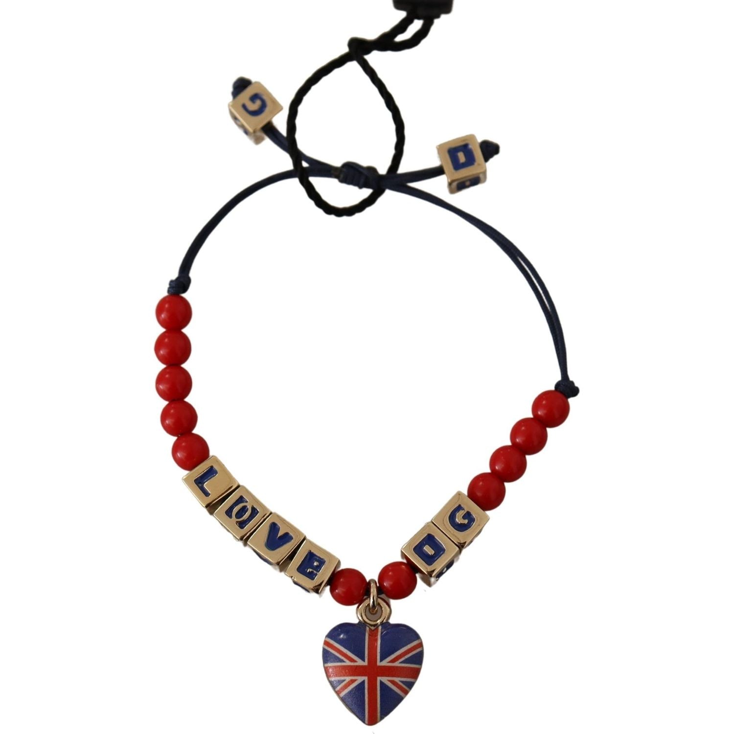 Dolce & Gabbana Red Blue Beaded DG LOVES LONDON Flag Branded Bracelet