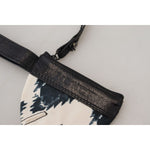 Costume National Chic White Leather Coin Purse with Strap Costume National Gray