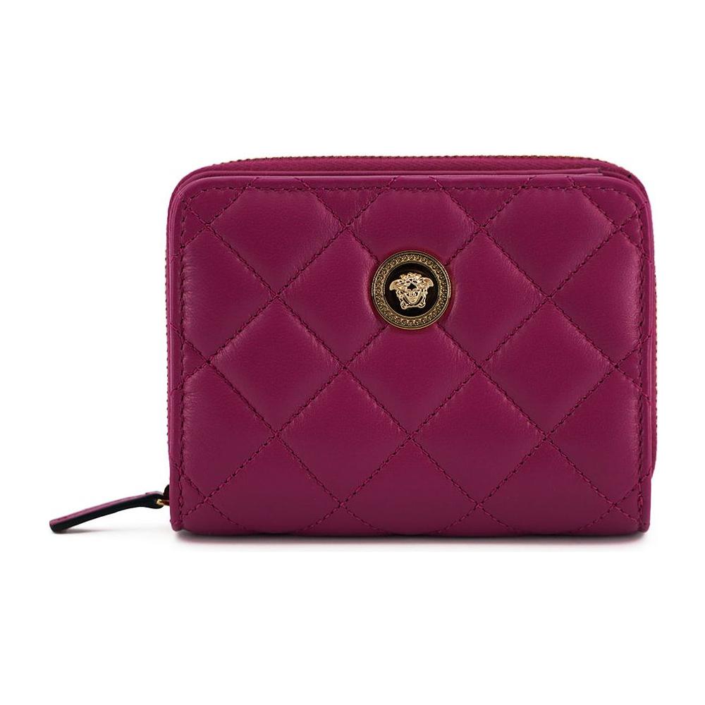 Versace Elegant Purple Quilted Leather Wallet 8054712087288