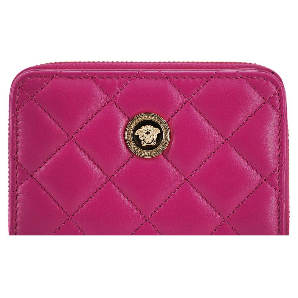 Versace Elegant Purple Quilted Leather Wallet 8054712087288