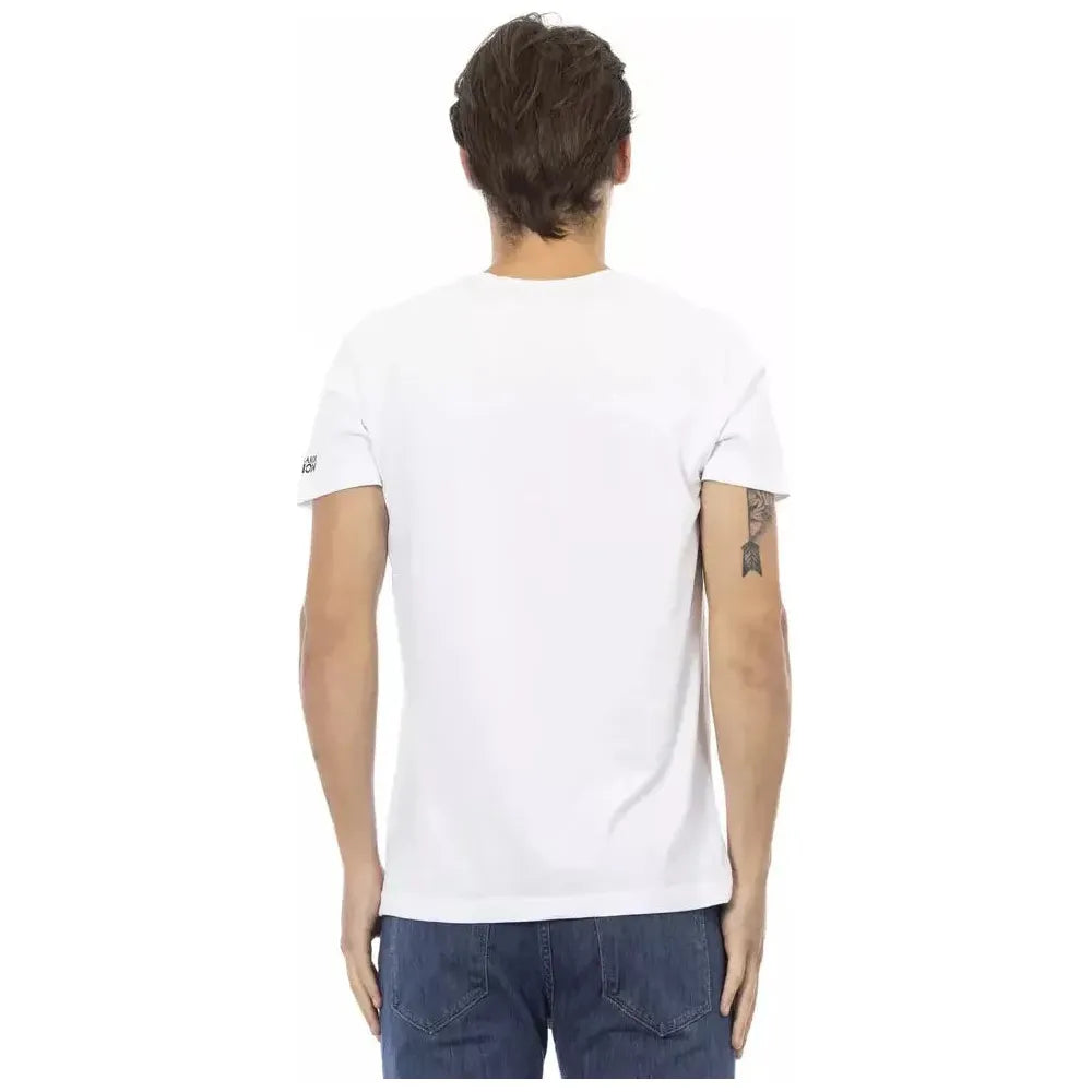 Trussardi Action White Cotton Men's V-Neck T-Shirt TR-22859-XL