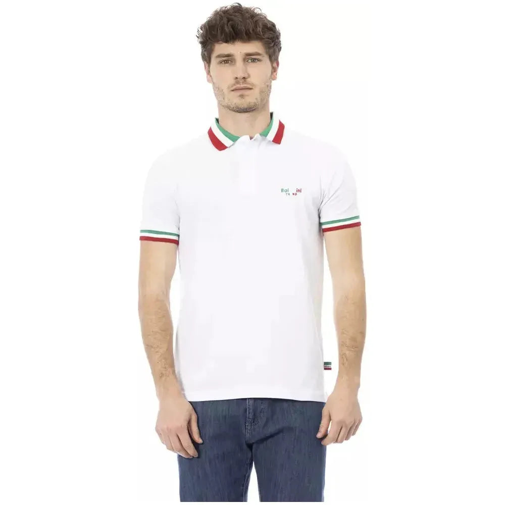 Baldinini Trend White Cotton Polo Shirt