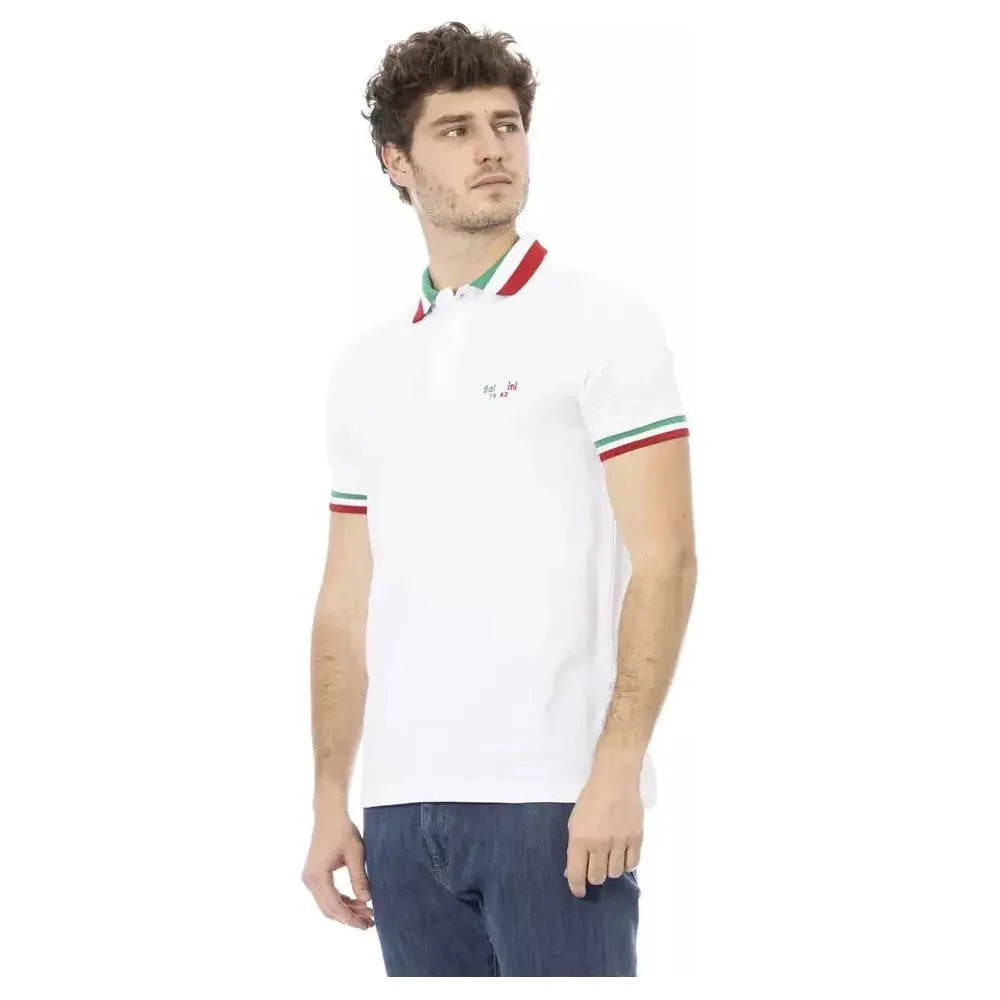 Baldinini Trend White Cotton Polo Shirt