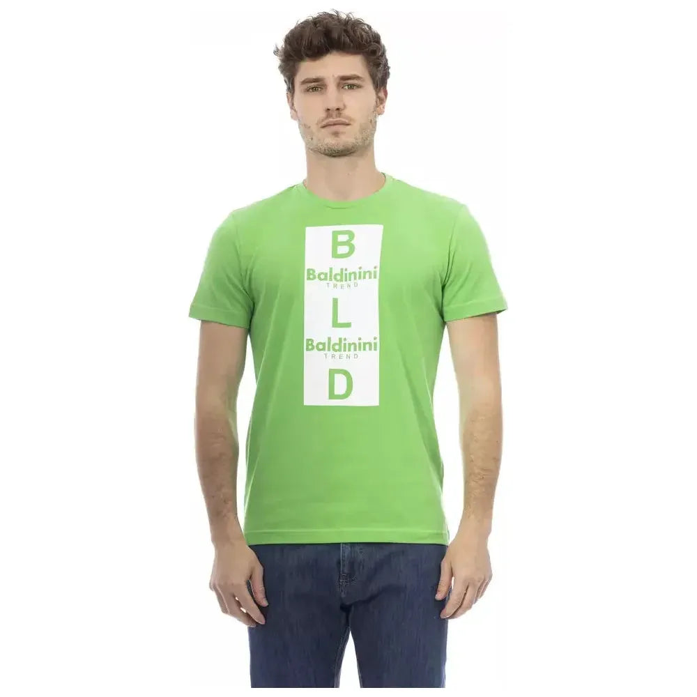 Baldinini Trend Green Cotton Men T-Shirt BA-23157-XS