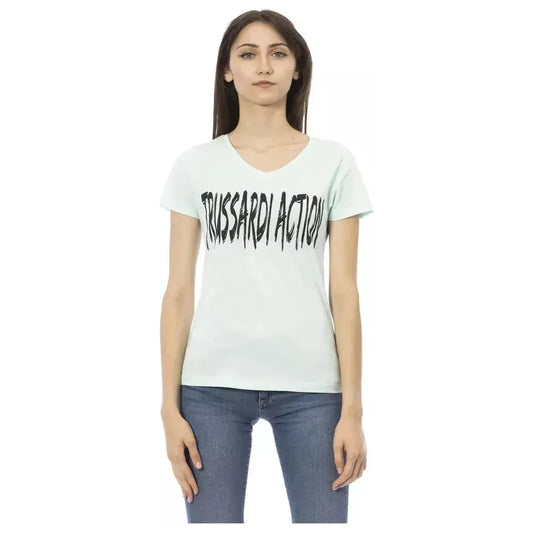Trussardi Action Light Blue Cotton Women Top TR-23087-XS