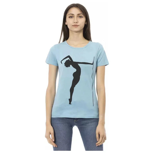 Trussardi Action Light Blue Cotton Women T-Shirt TR-23071-S