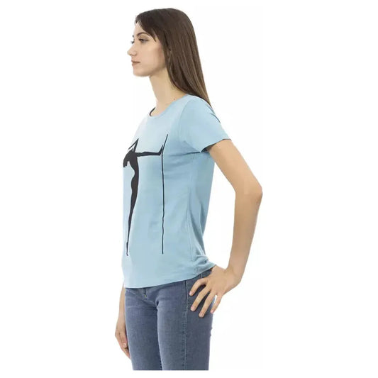 Trussardi Action Light Blue Cotton Women T-Shirt TR-23071-S
