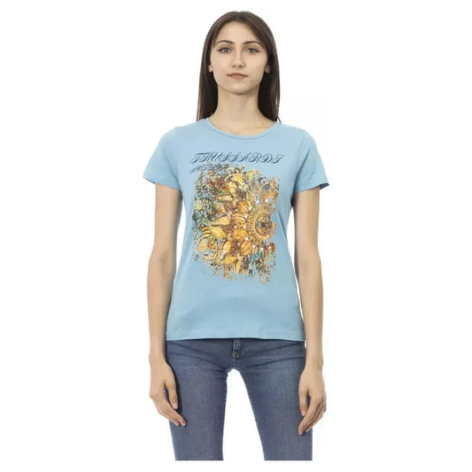 Trussardi Action Light Blue Cotton Women T-Shirt TR-23064-S