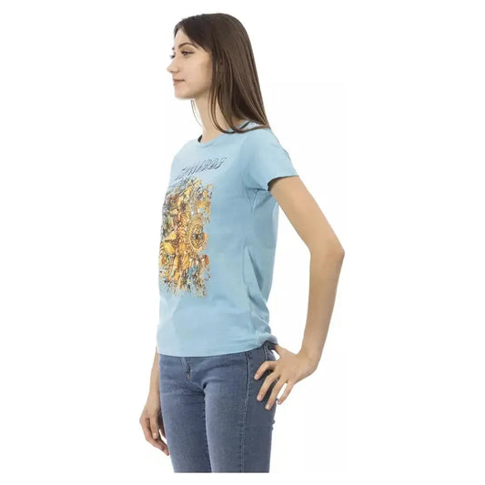 Trussardi Action Light Blue Cotton Women T-Shirt TR-23064-S