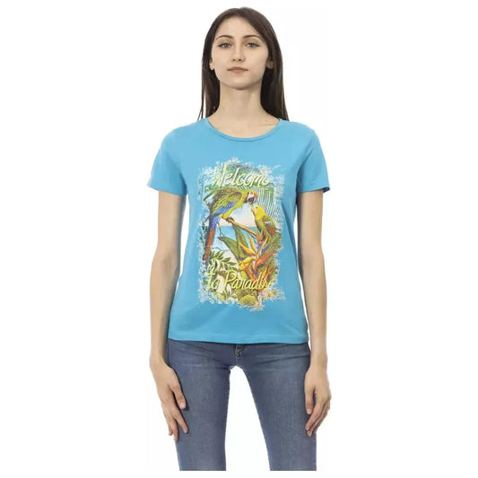 Trussardi Action Light Blue Cotton Women T-Shirt TR-23049-XXL