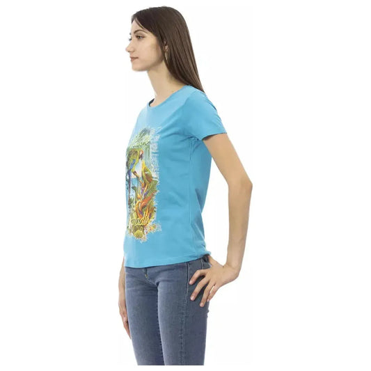 Trussardi Action Light Blue Cotton Women T-Shirt TR-23049-XXL