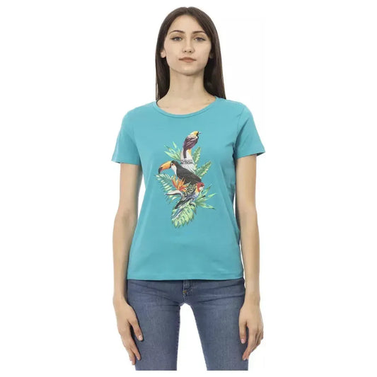 Trussardi Action Light Blue Cotton Women T-Shirt TR-23041-XS