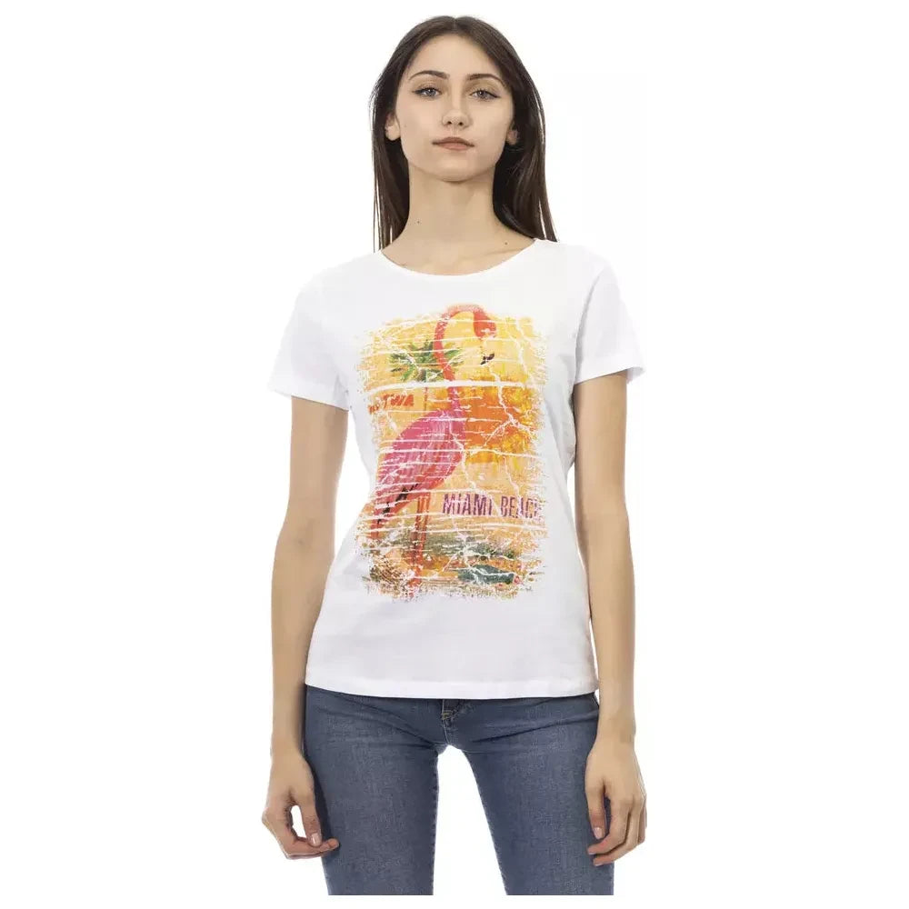 Trussardi Action Chic White Tee with Graphic Flair