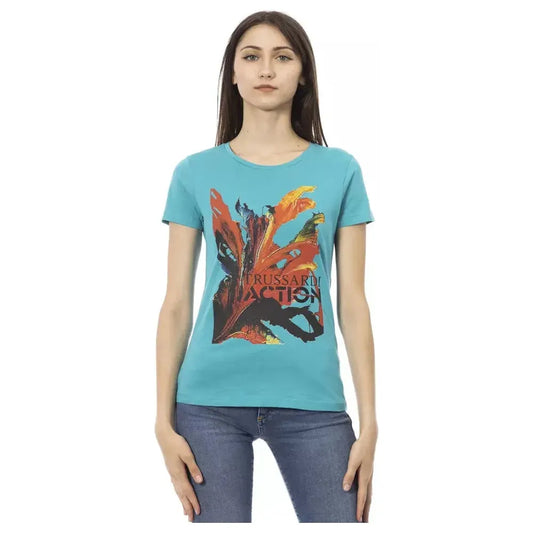 Trussardi Action Light Blue Cotton Women T-Shirt TR-23039-S