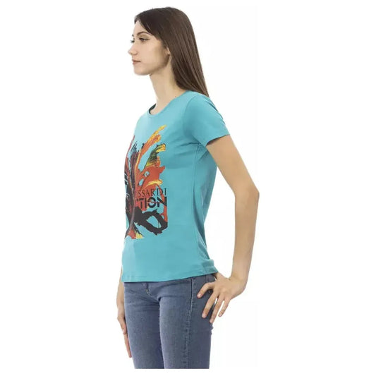 Trussardi Action Light Blue Cotton Women T-Shirt TR-23039-S