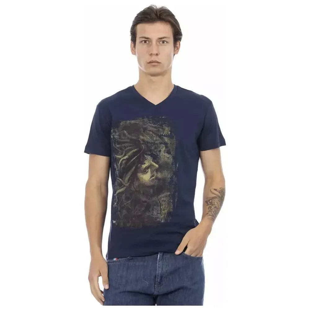 Trussardi Action Blue Cotton Men T-Shirt