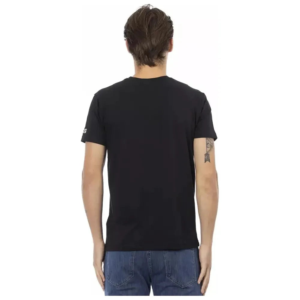 Trussardi Action Black Cotton Men's V-Neck T-Shirt TR-22864-S