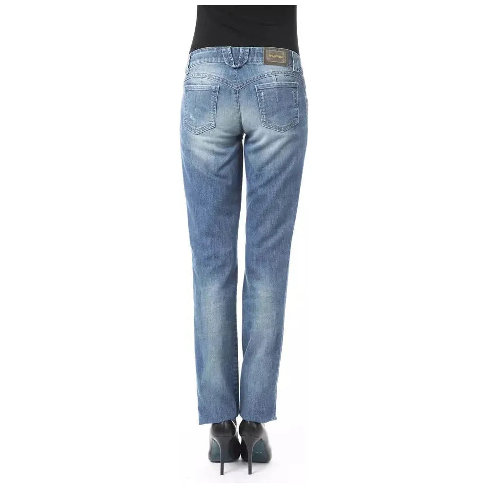 BYBLOS Blue Cotton Women's Regular Fit Jean