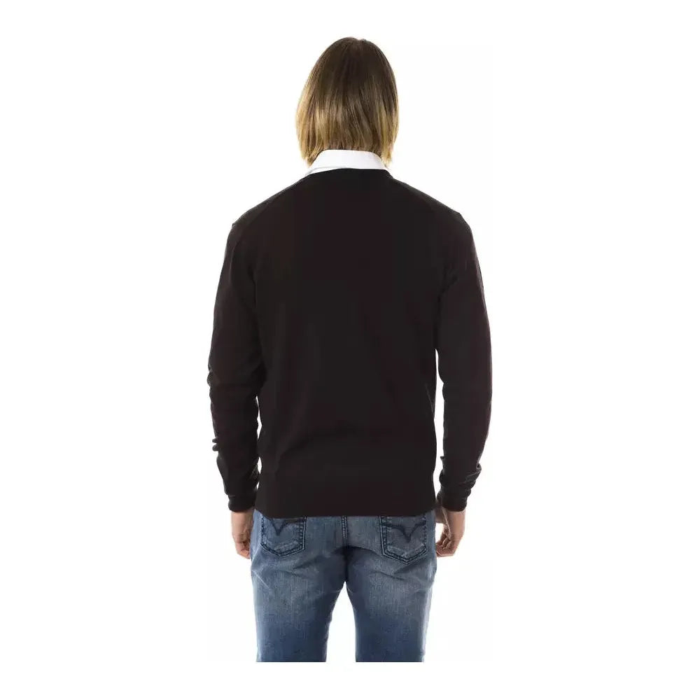 Uominitaliani Brown Merino Wool Sweater
