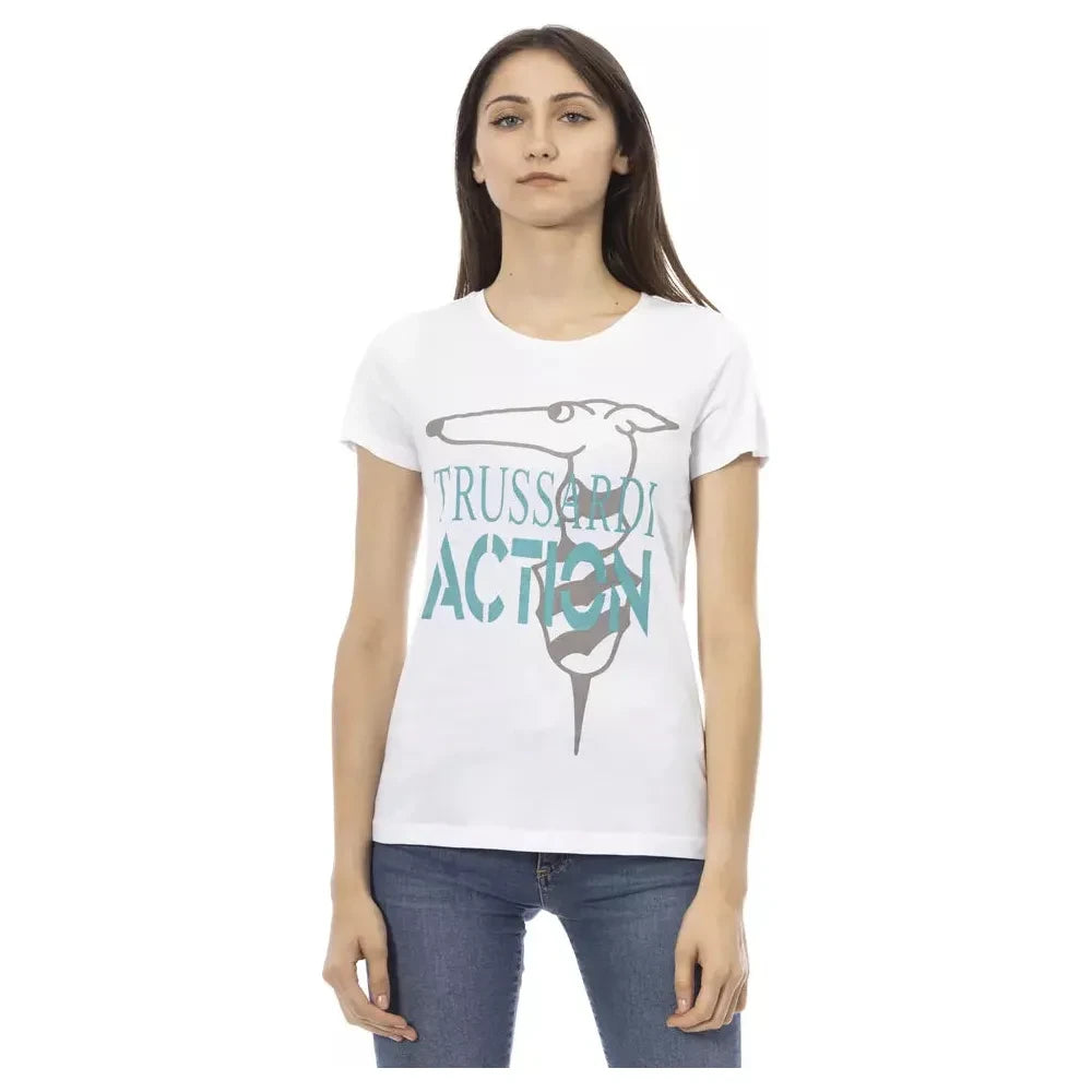 Trussardi Action Chic White Printed Tee: Summer Wardrobe Essential
