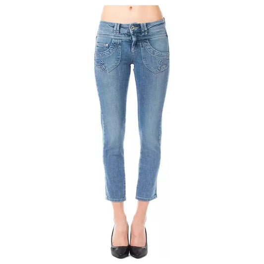 Ungaro Fever Light Blue Cotton Women Capri Jean UN-8226-W27