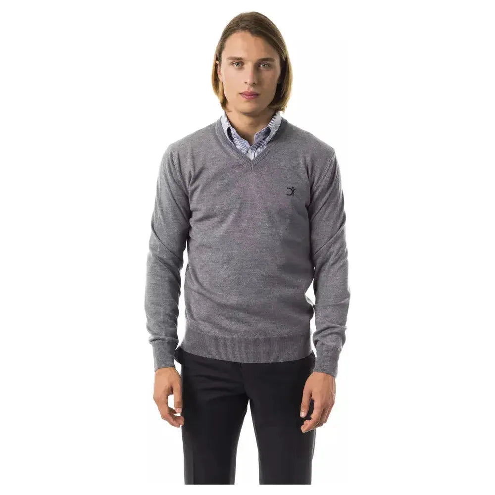 Uominitaliani Gray Merino Wool Sweater