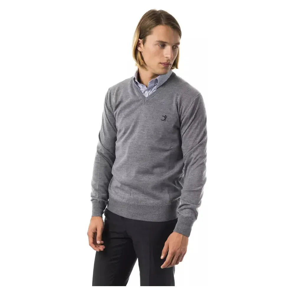 Uominitaliani Gray Merino Wool Sweater