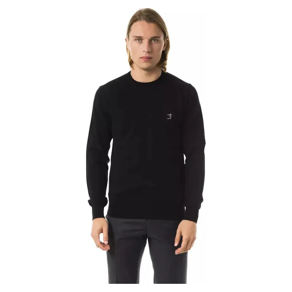 Uominitaliani Black Merino Wool Sweater