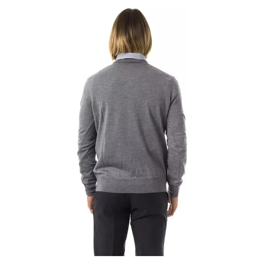 Uominitaliani Gray Merino Wool Sweater