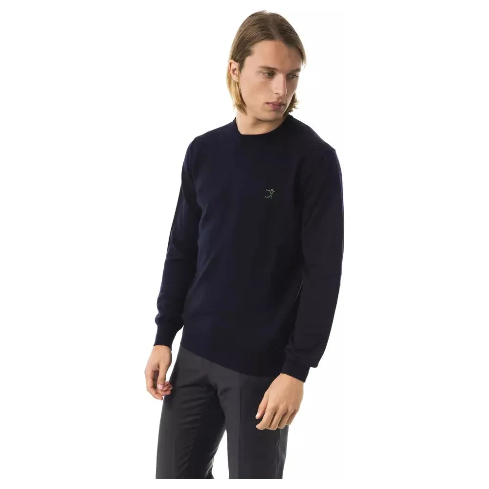 Uominitaliani Blue Merino Wool Sweater