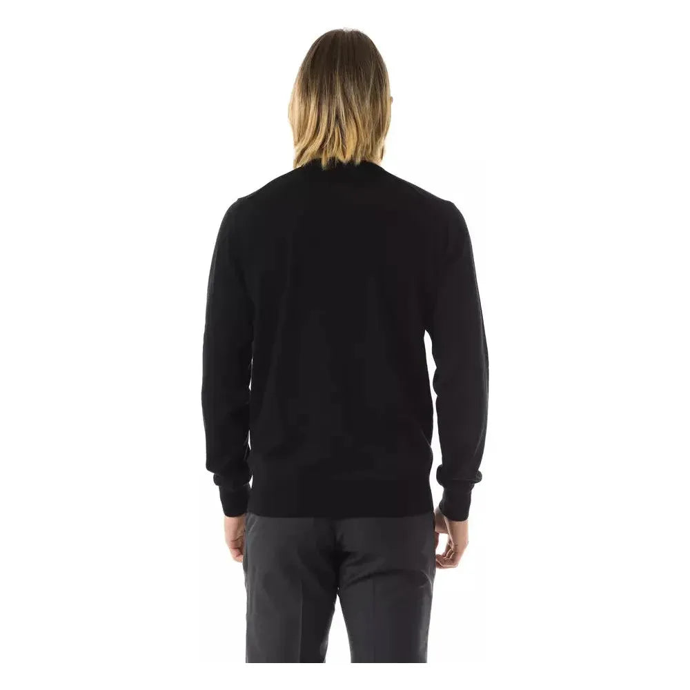 Uominitaliani Black Merino Wool Sweater