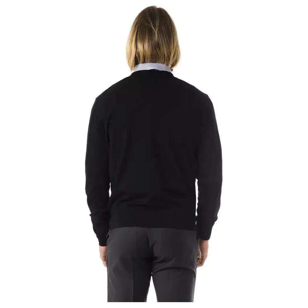 Uominitaliani Black Merino Wool Sweater