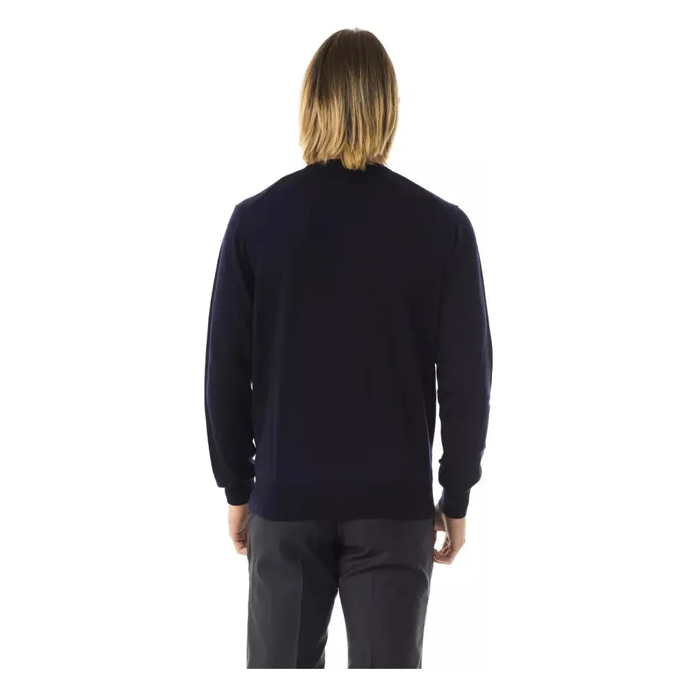 Uominitaliani Blue Merino Wool Sweater