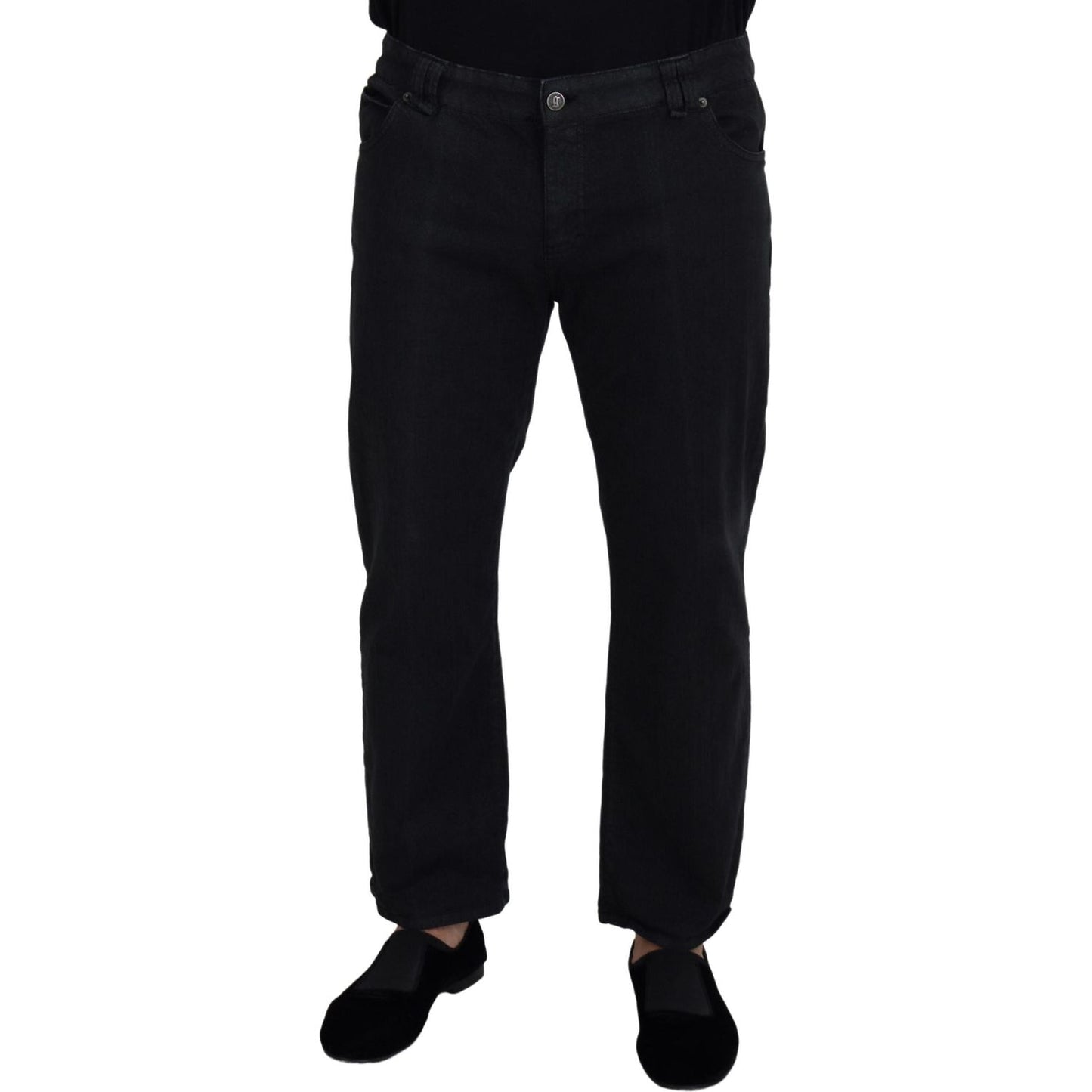 John Galliano Black Cotton Back Buckle Casual Denim Jeans