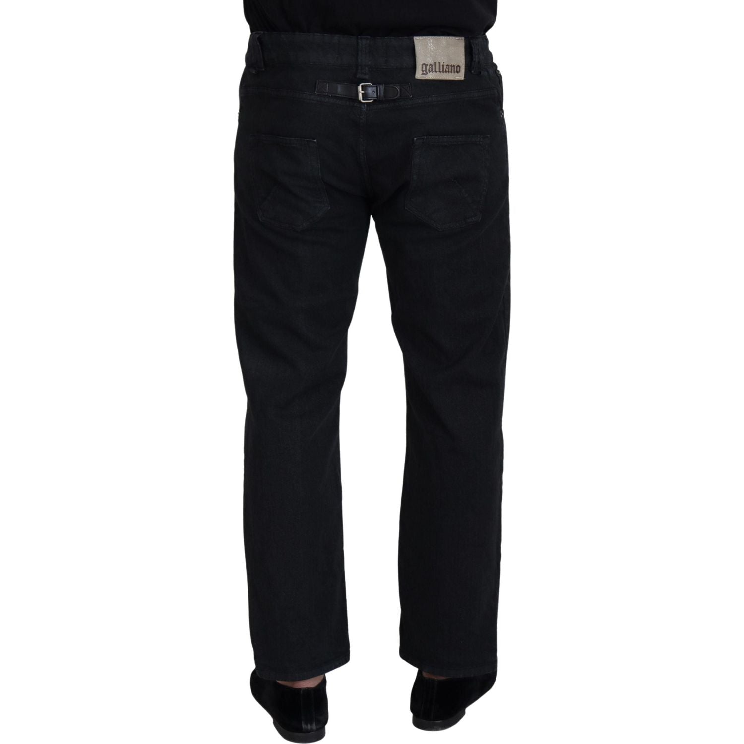John Galliano Black Cotton Back Buckle Casual Denim Jeans