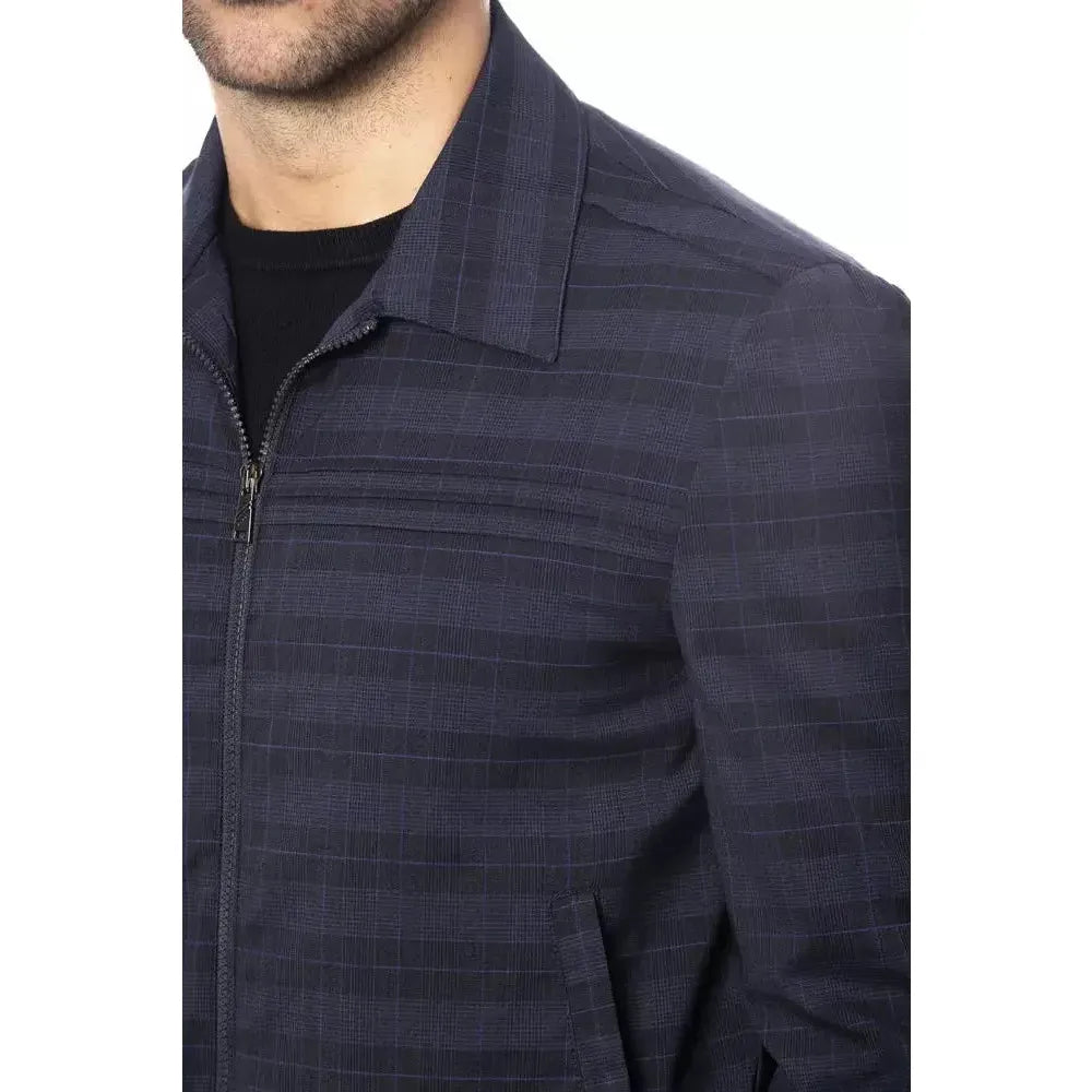 Verri Blue Wool Men Bomber Jacket