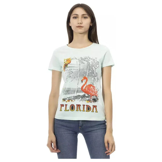 Trussardi Action Light Blue Cotton Women T-Shirt TR-23033-XL
