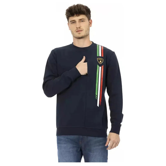 Automobili Lamborghini Blue Cotton Men's Sweater