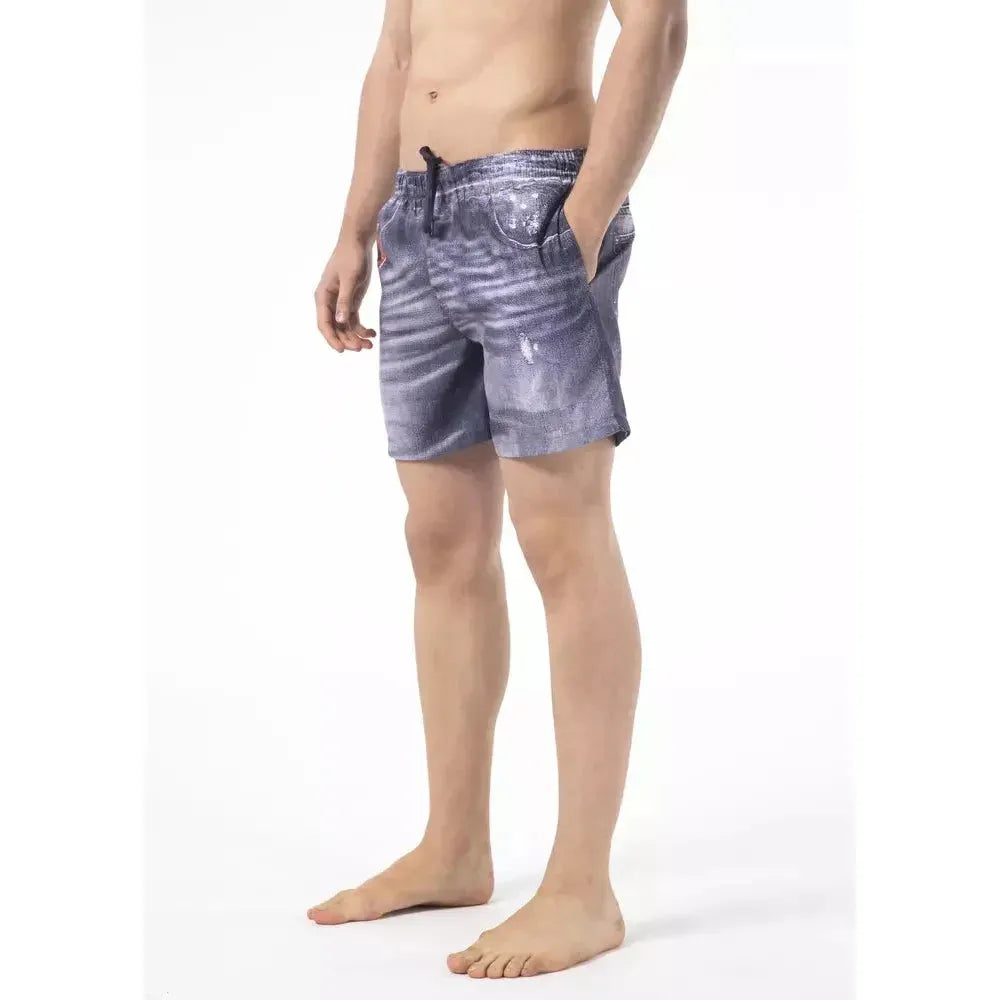 Just Cavalli Blue Polyester Men Swim Short