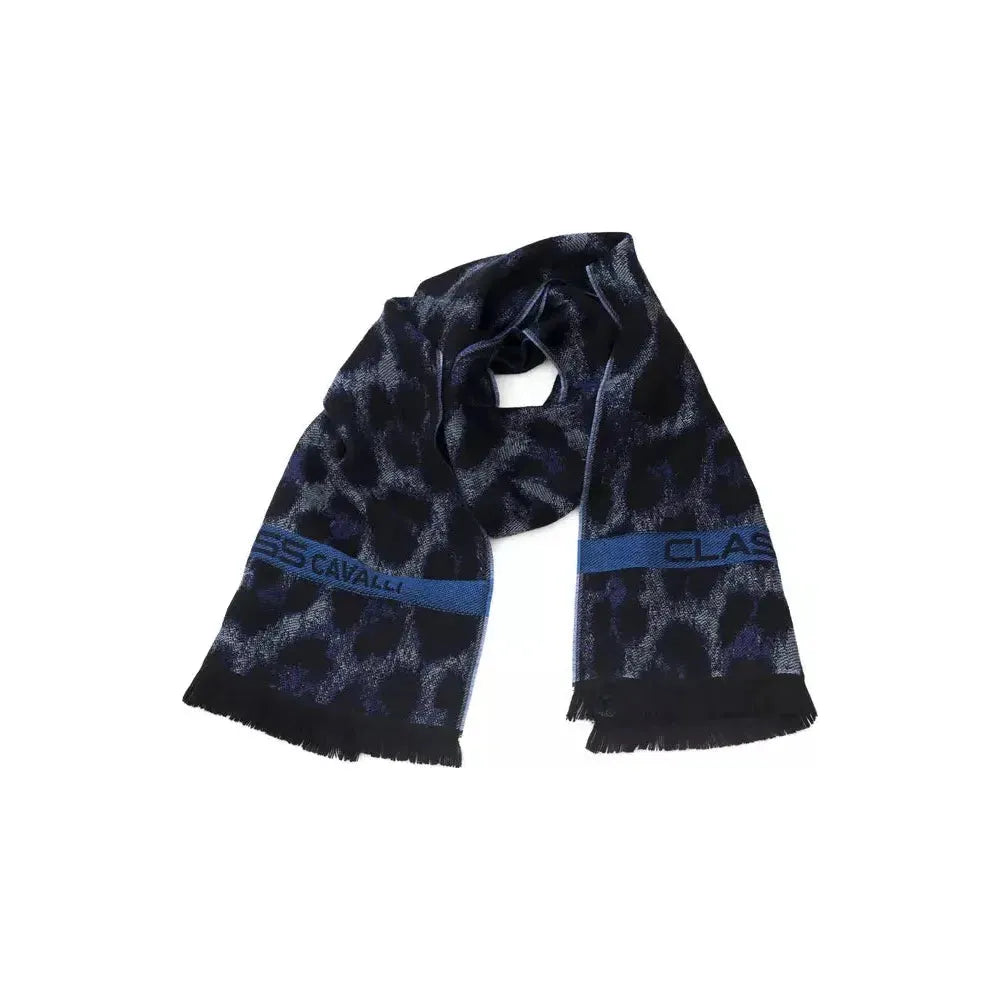 Cavalli Class Blue Wool Men Scarf Scarves