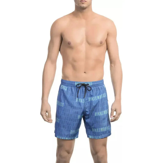 Bikkembergs Blue Polyester Men Swim Short BI-22007-S