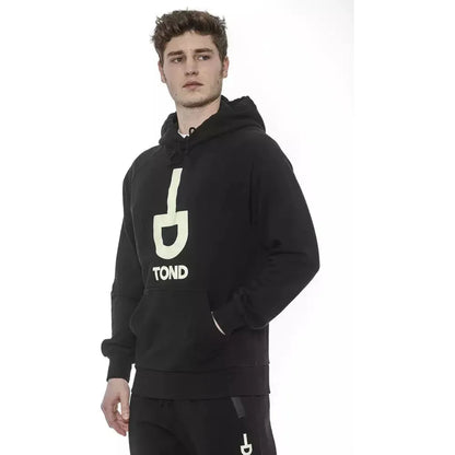 Tond Black Cotton Men Sweater with Hood