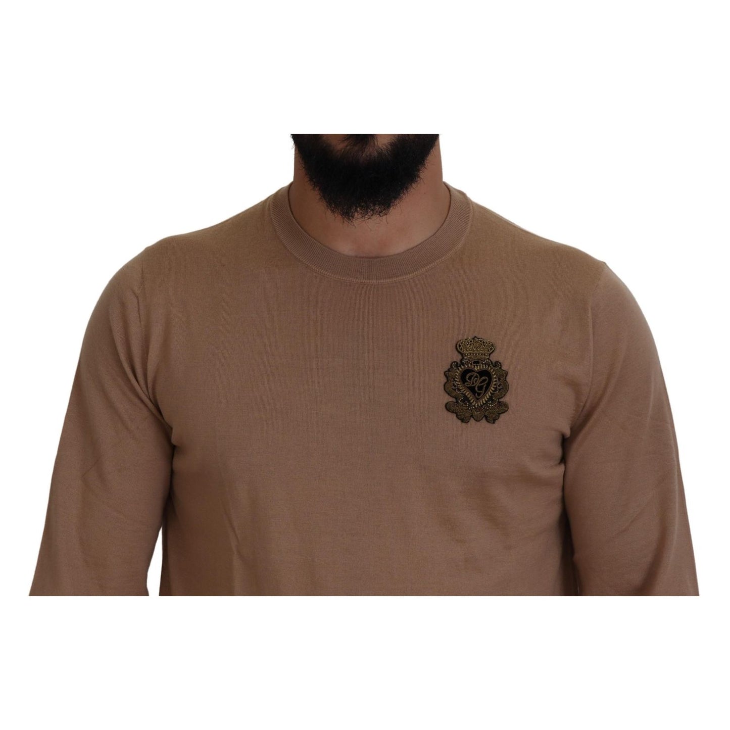 Dolce & Gabbana Beige Cashmere Crown Logo Pullover Sweater