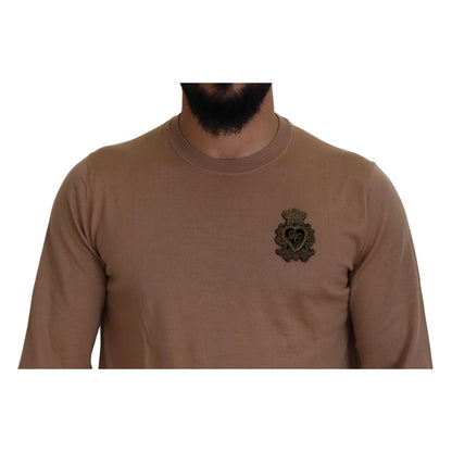 Dolce & Gabbana Beige Cashmere Crown Logo Pullover Sweater