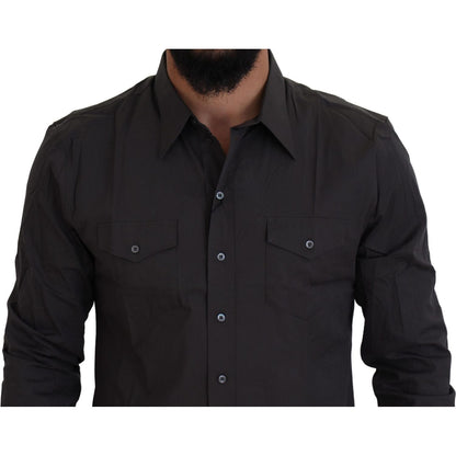Dolce & Gabbana Gray SICILIA Slim Fit Stretch Dress Shirt