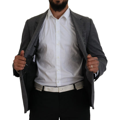 Dolce & Gabbana Gray Wool Stretch Slim Fit Jacket Blazer